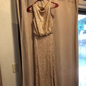 Gold sequined bridesmaid dress